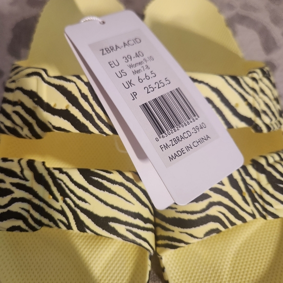 Freedom Moses Acid Zebra Print Slide Yellow Black Sustainable Sandals - Picture 10 of 10